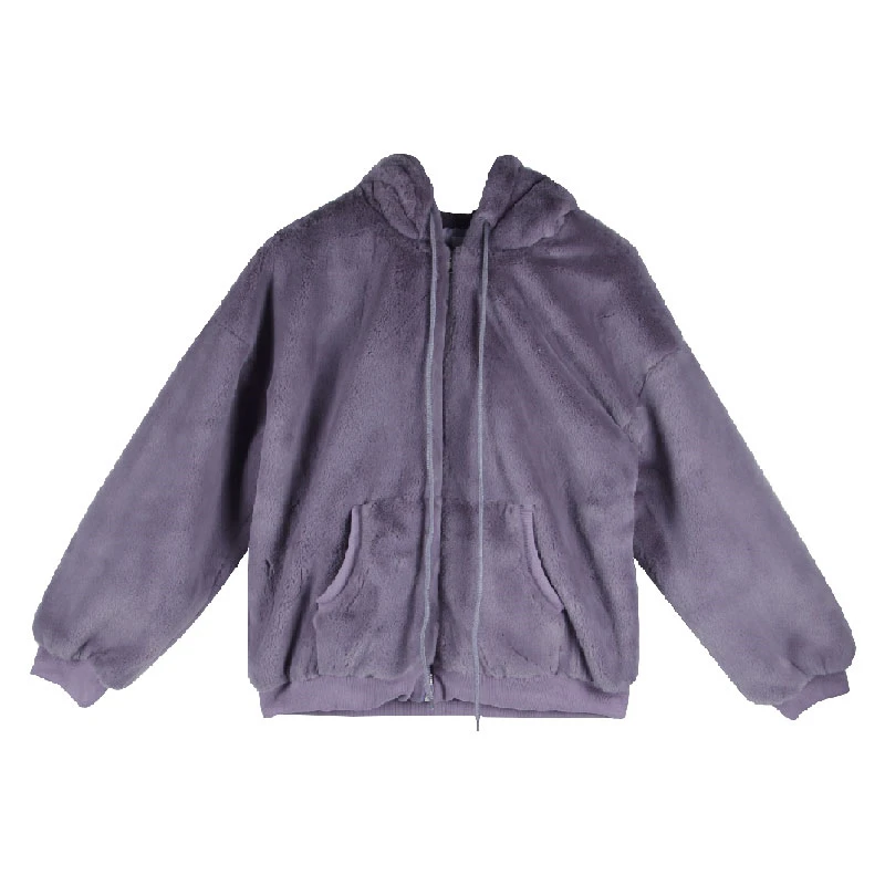 

2021 Women Hoodies Lamb Fake Wool Hooded Sweatshirts Tops Coats Ladies Winter Autumn Warm Coat C257