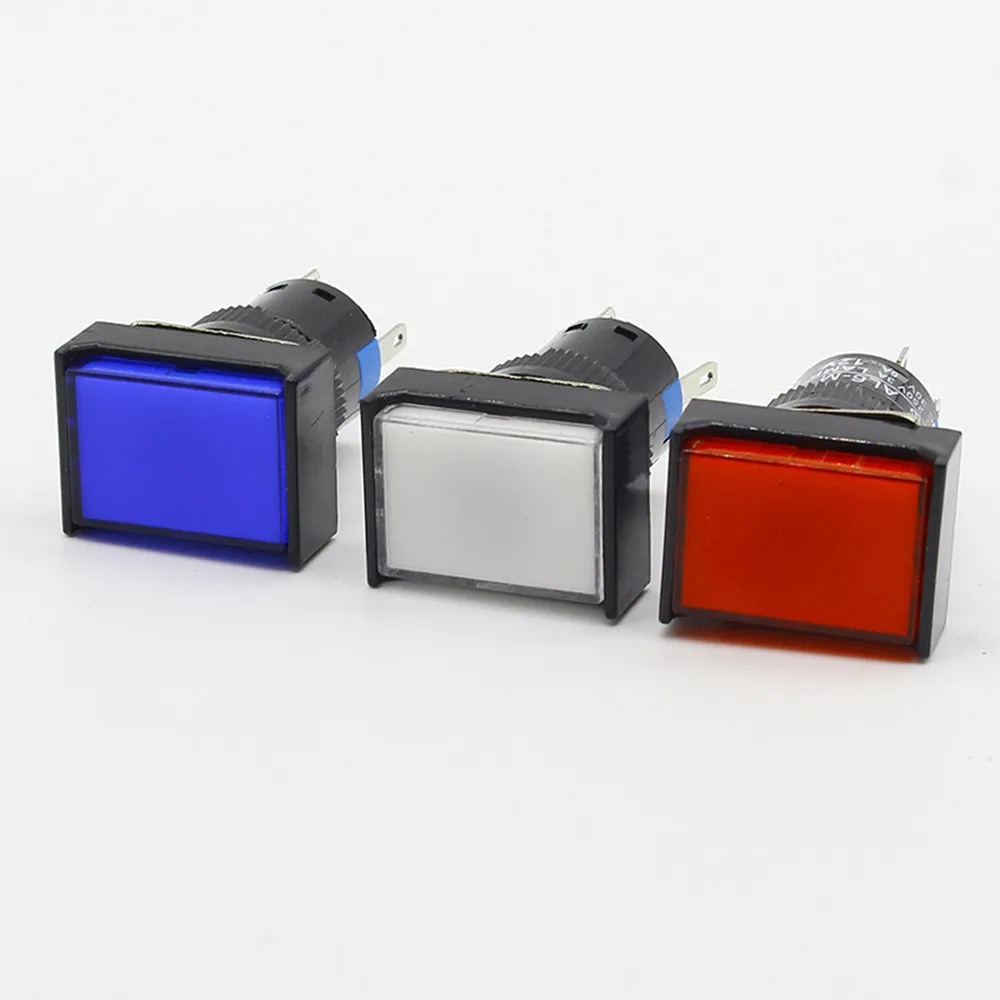 16 мм Прямоугольник Мгновенный кнопочный переключатель лампы 5 шпильки 12V|switch