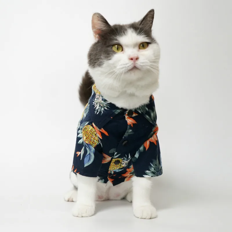 Pet Dog Cat Clothing Hawaiian Style Teddy Bear Schnauzer Shirt Hoodie Clothes Ropa Gato Hoodies | Дом и сад