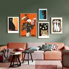 Винтажные картины на холсте в японском стиле с изображением животных, котов, цветов в стиле ретро, настенные художественные плакаты, принты для гостиной, домашний декор