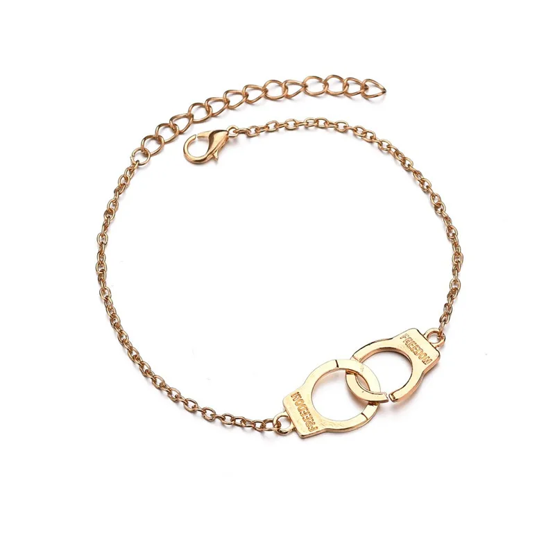 

LETAPI New Fashion Love Handcuffs Beach Anklets For Women Trendy Foot Jewelry Freedom Letters Leg Bracelet Gift For Woman
