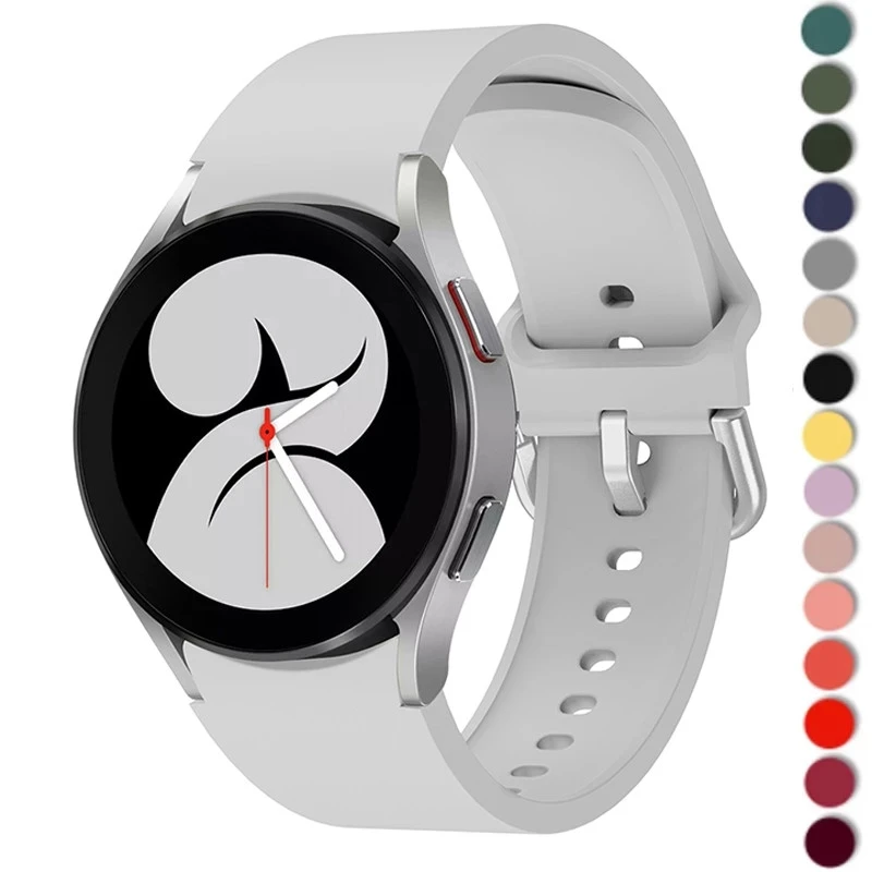 

Ремешок силиконовый для Samsung Galaxy Watch 4 classic, официальный браслет для смарт-часов 46 мм 42 мм, 44 мм 40 мм, 20 мм без зазоров, изогнутый концевой брасле...