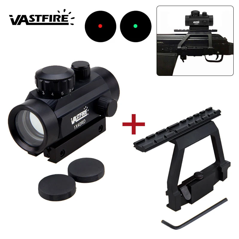 

Охотничий голографический прицел 1X40, коллиматор с красной и зеленой точкой и 20 мм боковым креплением QD для Ak47 для 74U