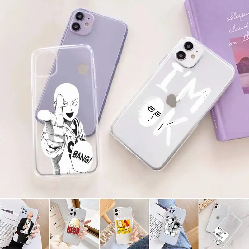 

one punch man Phone Case For iphone 12 11 mini x xs xr pro max 8 7 6s 6 5 5s 5c se plus Transparent soft