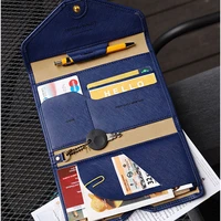 women men document holder pu leather tri fold multi card lady wallet cover unisex card holder money passport bag with pen case