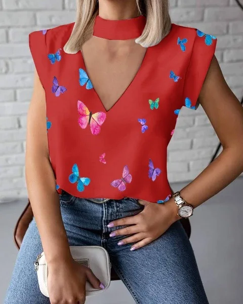 

2020 Summer Women Blouses Befree Sexy Short Sleeve Ruffles Loose Elegant Vintage Casual Butterfly Pluse Sizes Tops Hole Shirts