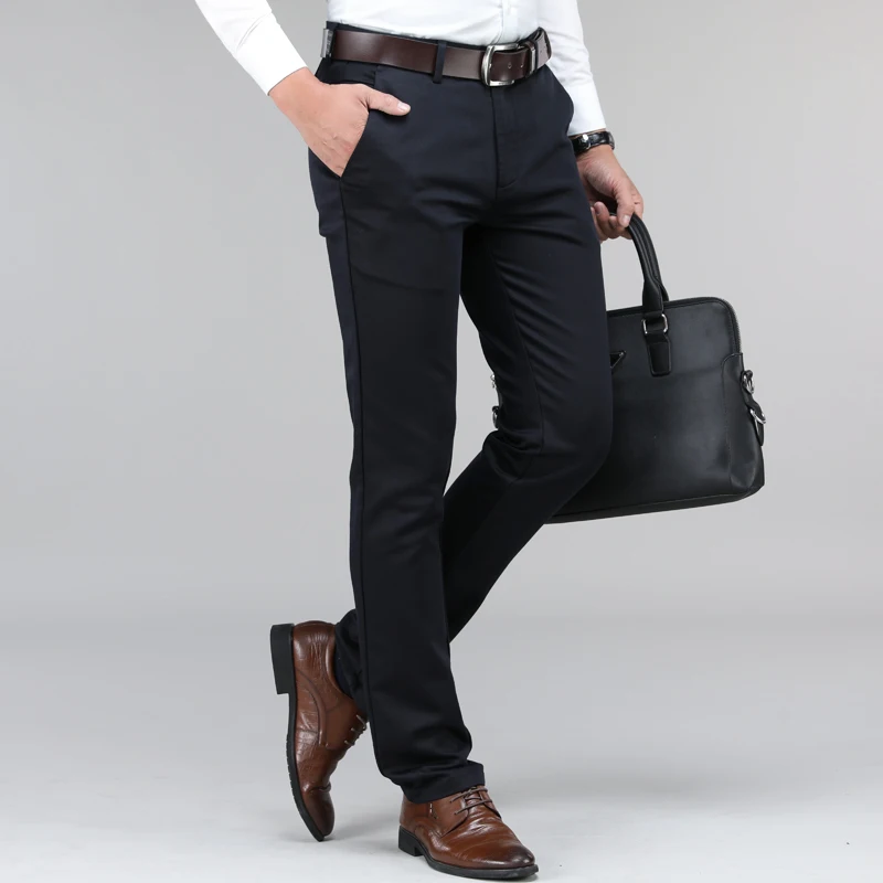 Plus Size 40 42 44 Men's Tencel Casual Pants Not Ash High Quality Fashion Business Straight Elastic Trousers Male Brand Clothes