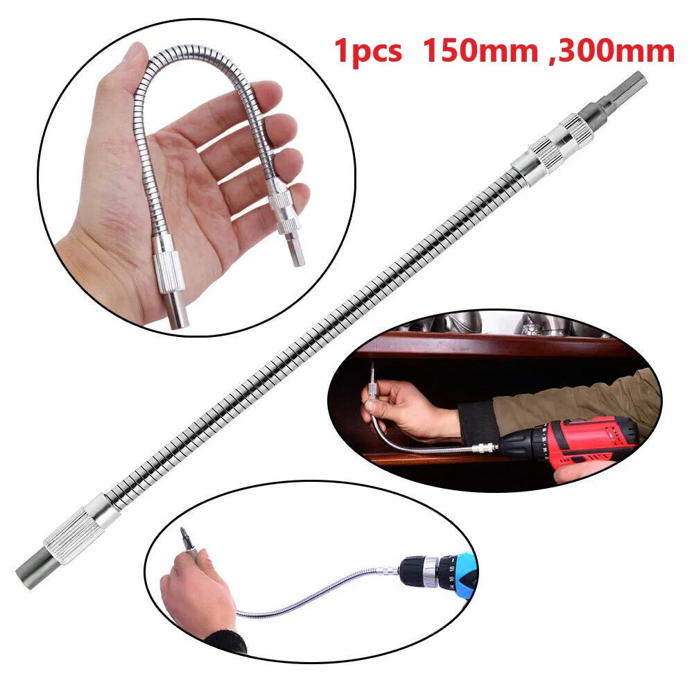 

1PCS Universal Electric Drill Flexible Shaft 150/300mm Metal Extension Bending Shaft For Screw Bit Power Tool Parts