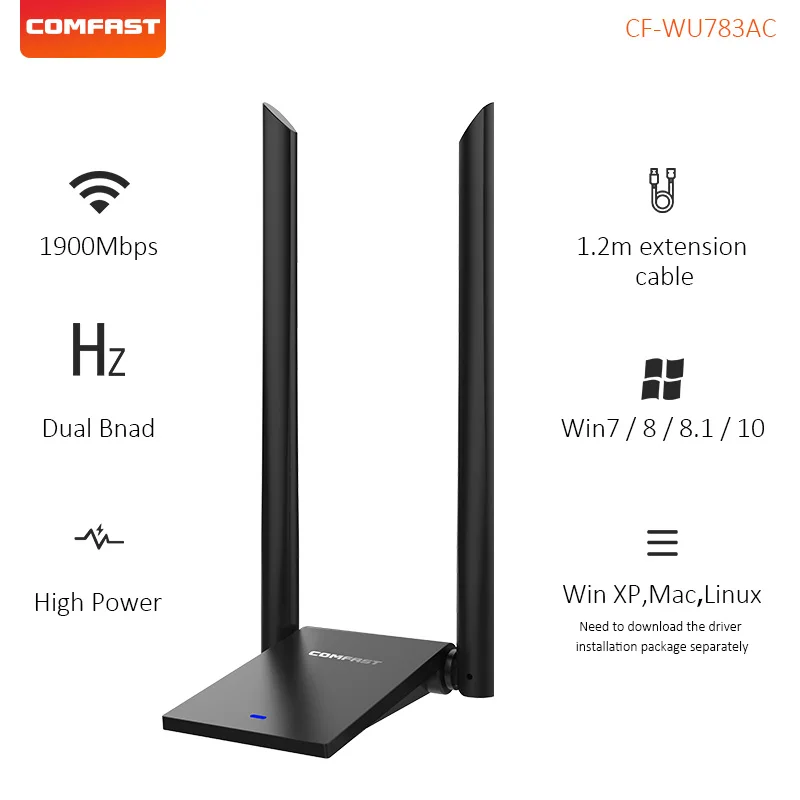 Wi Fi адаптер двухдиапазонный 2 4 и 5 8G RTL8814AU 1900 Мбит/с USB3.0 беспроводная сетевая карта