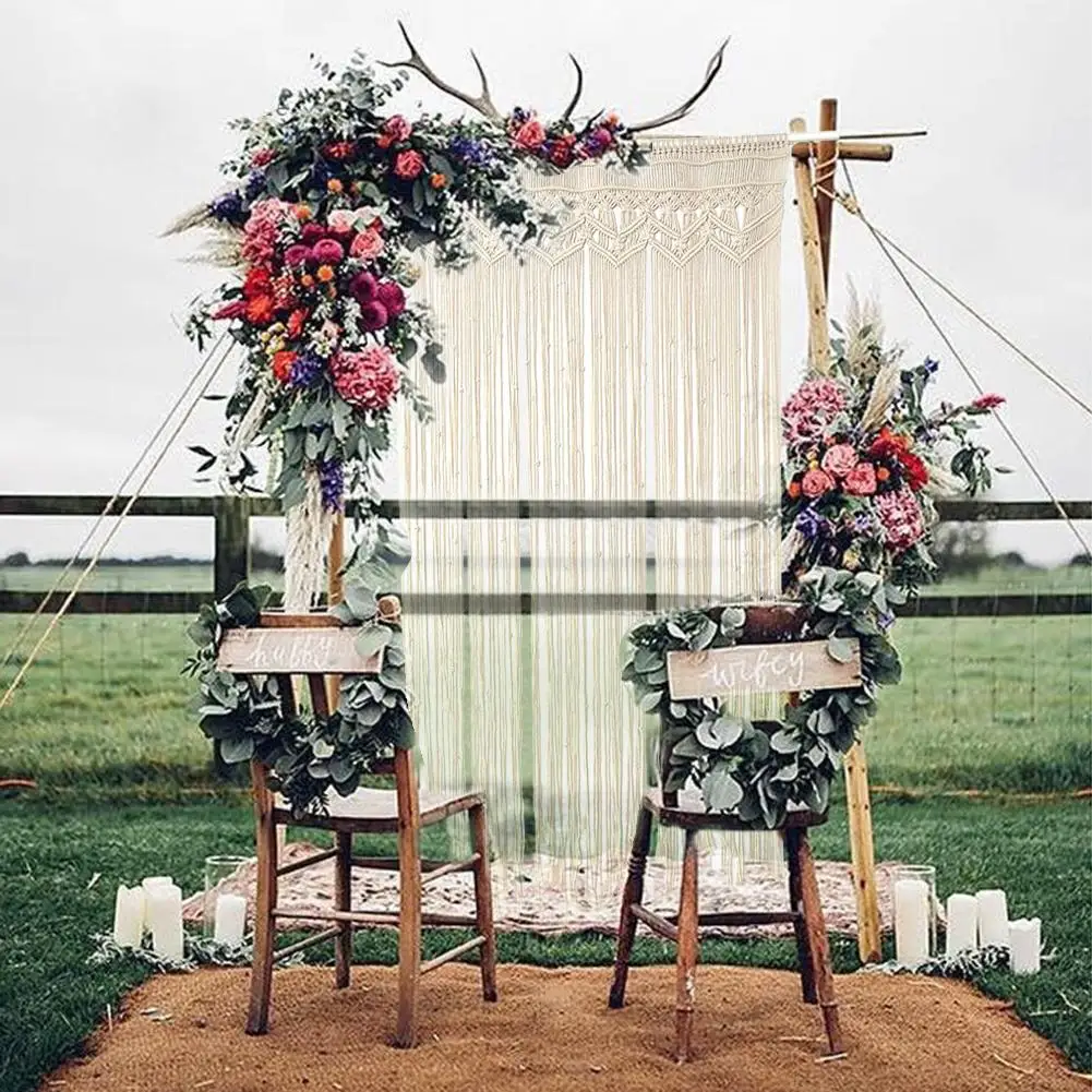 

Hand-woven Tapestry Cotton Yarn Knitted Door Curtain Wedding Party Backdrop Decoration Background Door Curtain