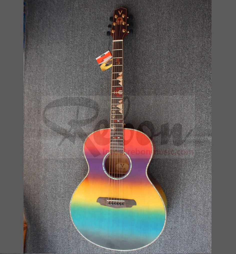 

Weifang Rebon 41 inch solid spruce top flamed maple acoustic guitar