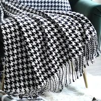 fashion houndstooth blanket modern soft outfit decorative sofa bed tail chair cover blanket plaid weighted blanket for beds