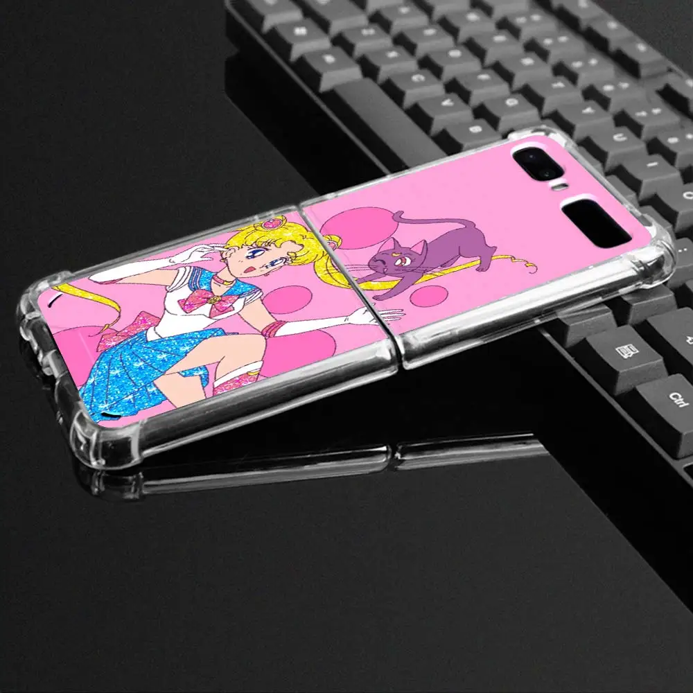 

Airbag Shockproof Cover Phone Case for Samsung Galaxy Z Flip 5G z flip 6.7" TPU Soft Coque Sailor Moon Anime Capa Shell