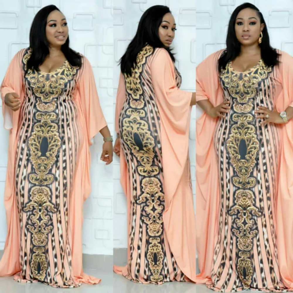 Женское платье-макси с длинным рукавом и оборками свободное платье в африканском