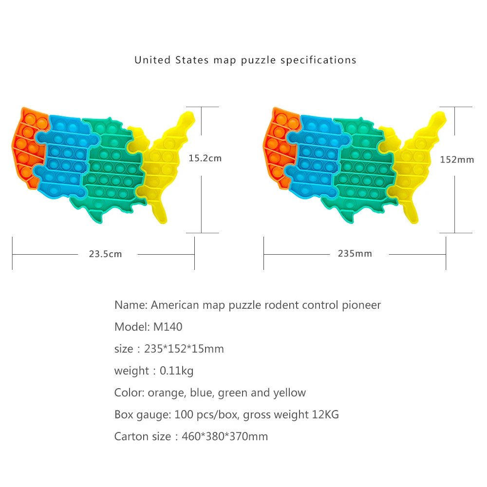

Big Size Pop Fidget Toys Can Be Assembled World Map And Us Map Push Bubble Adult Anti-Stress Toys Educational Toys For Children