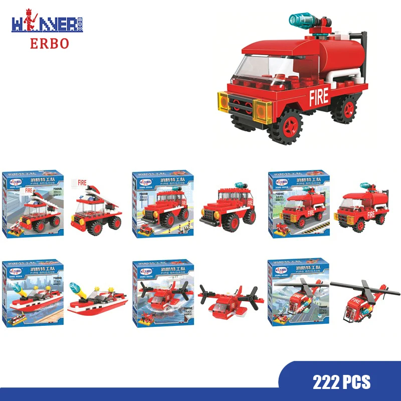 222 шт. Детский конструктор пожарная машина |