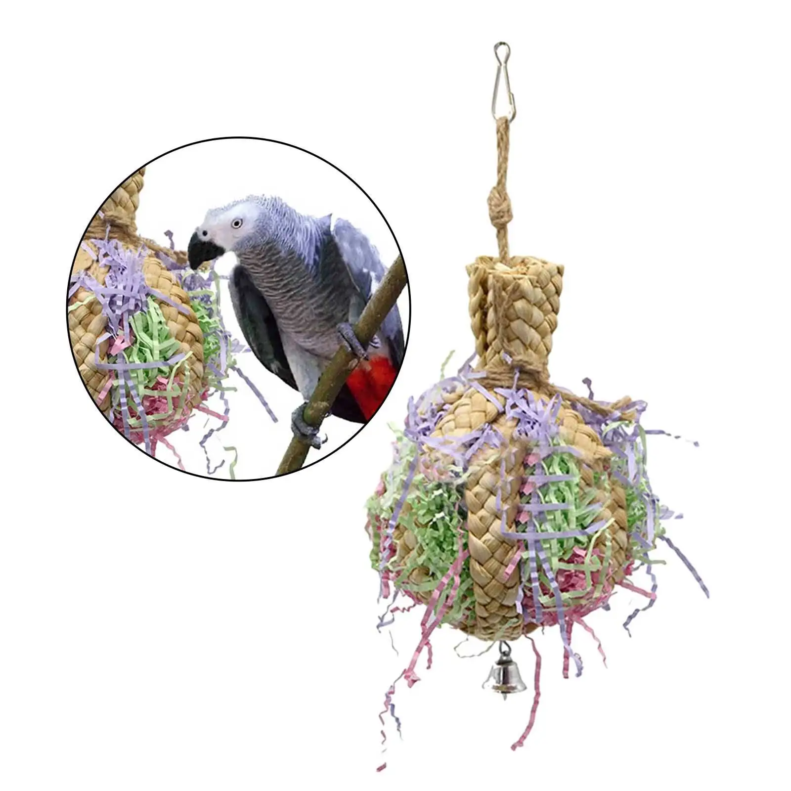 

Bird Chewing Foraging Toy Rattan Hanging Shredder Toy Budgie Training Toys