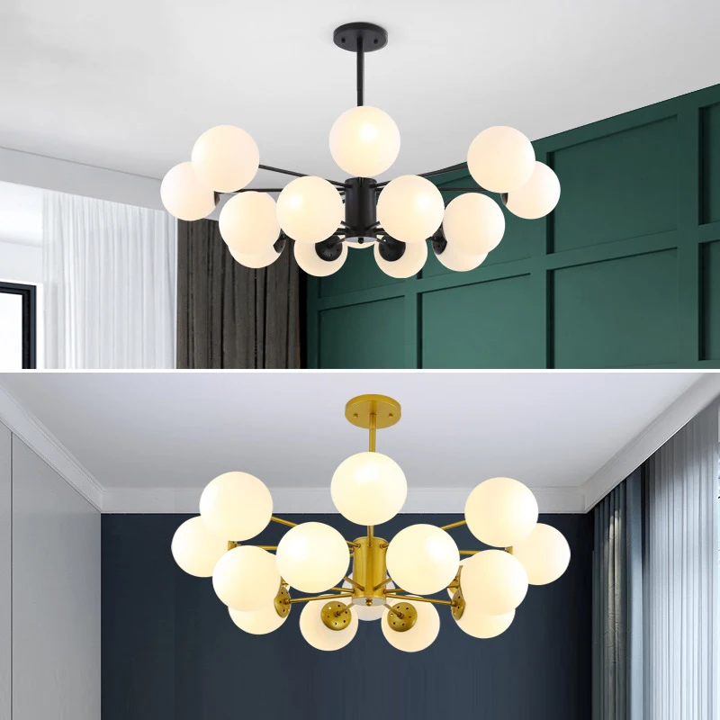 MDWELL nordic pendant lights Black/Gold E27 bulb pendant lamp for living room bedroom Restaurant Glass hanging indoor lighting
