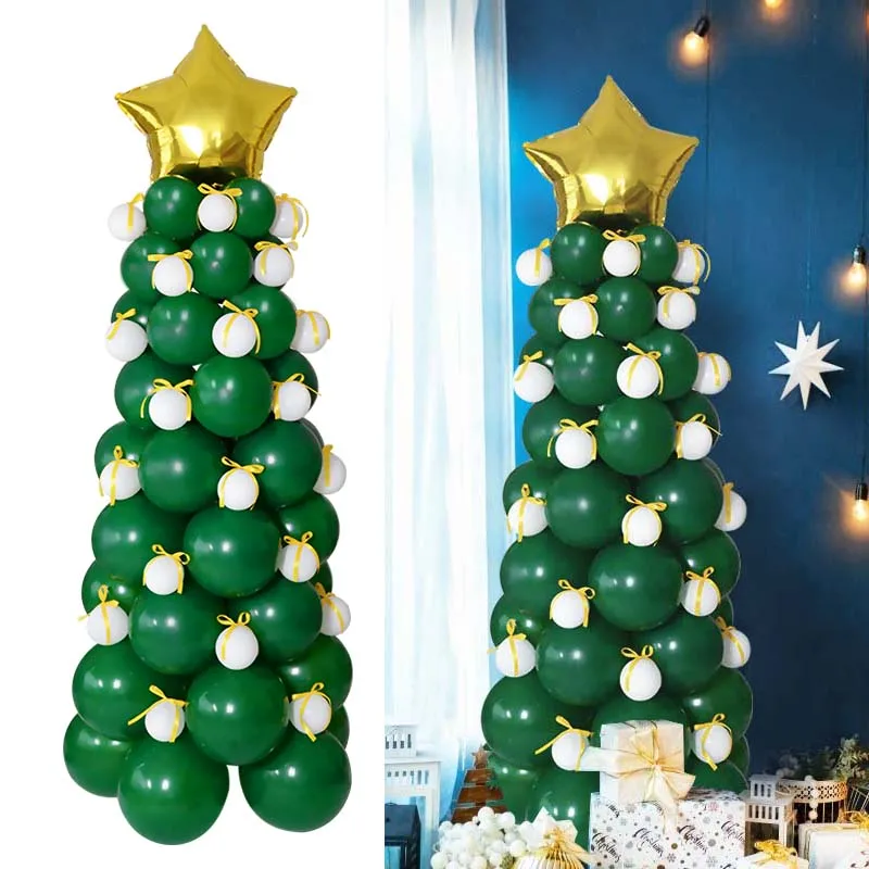 

93pcs/set Christmas Balloons Arch Kit White DIY Christmas Tree Ballons Star Gold Aluminum Foil Balloon for Xmas Home Decoration
