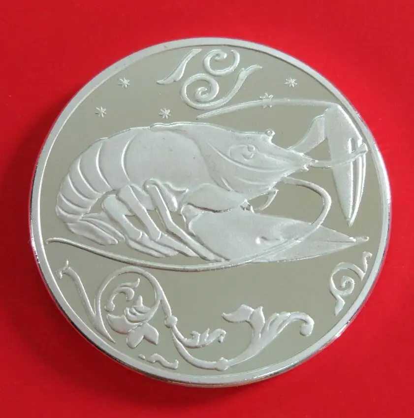 Зодиака Рак США 40 мм серебряные позолоченные Коллекционные монеты вызов Coingreat