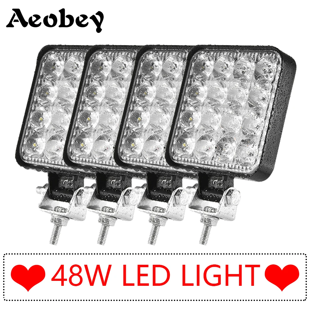 

Aeobey Car LED Bar Worklight 48W Offroad Work Light 12V Light Interior LED 4x4 LED Tractor Headlight Spotlight for Truck ATV