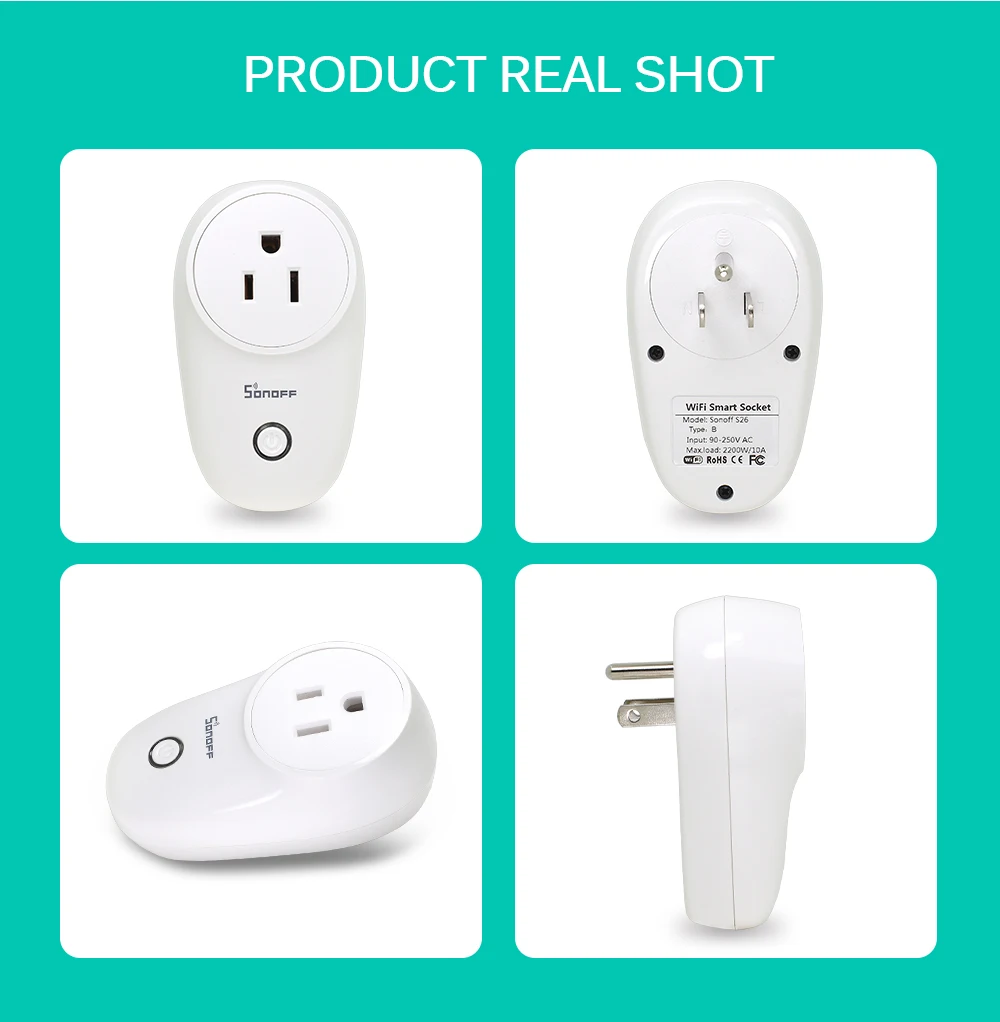 SONOFF S26/MINI/Basic Wifi умная розетка беспроводной штекер переключатель EU-E/EU-F/UK/US/AU 220V 10A работа с Google Home Automation Alexa