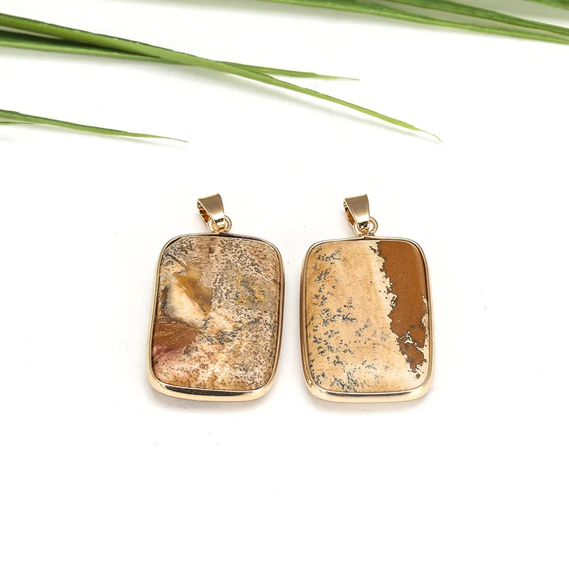 JD Винтаж натуральный камень нержавеющая сталь цепь подвески ожерелья для мужчин