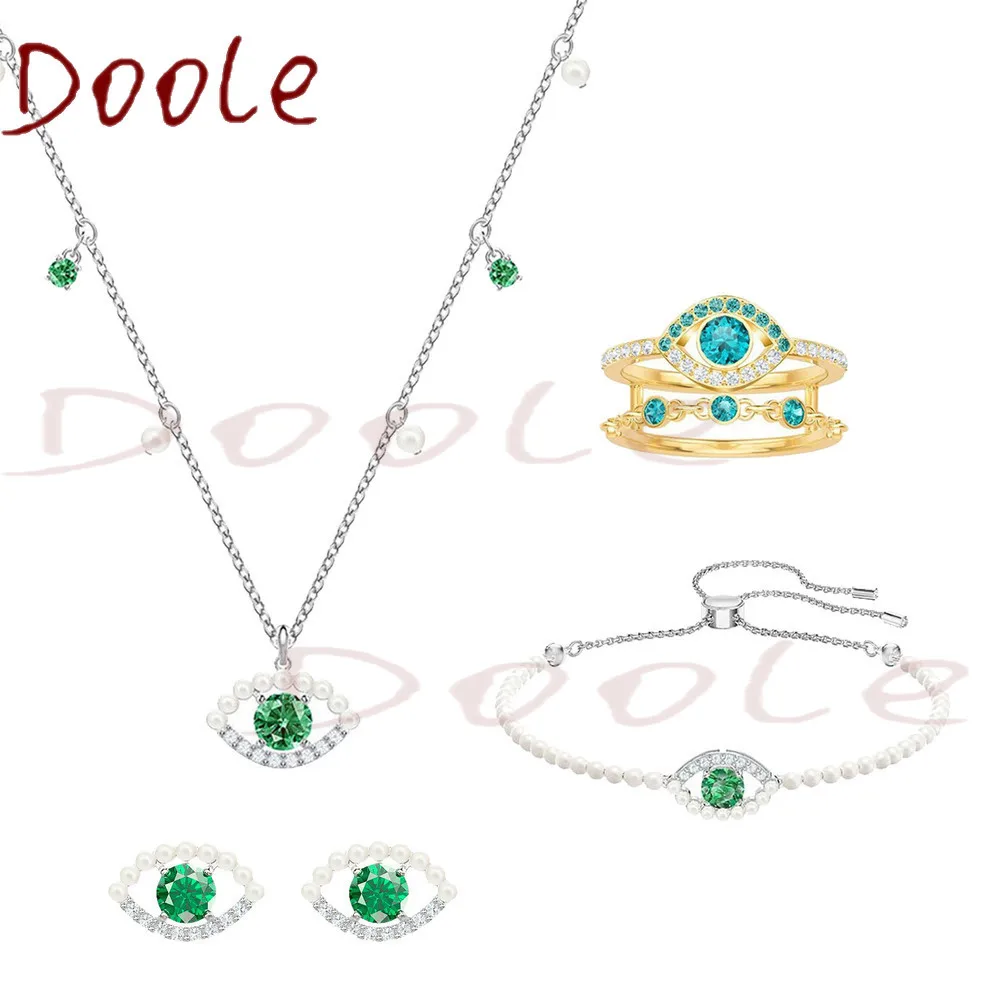 

Fashion Jewelry High Quality Swa1:1 Charm Classic Green Eyes Pearl Crystal Pendant Women Necklace Romantic Gift