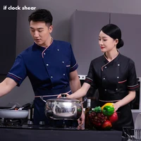 unisex kitchen work clothes men bakery barber workwear short sleeved overalls chef jackets wholesale price food service uniforms