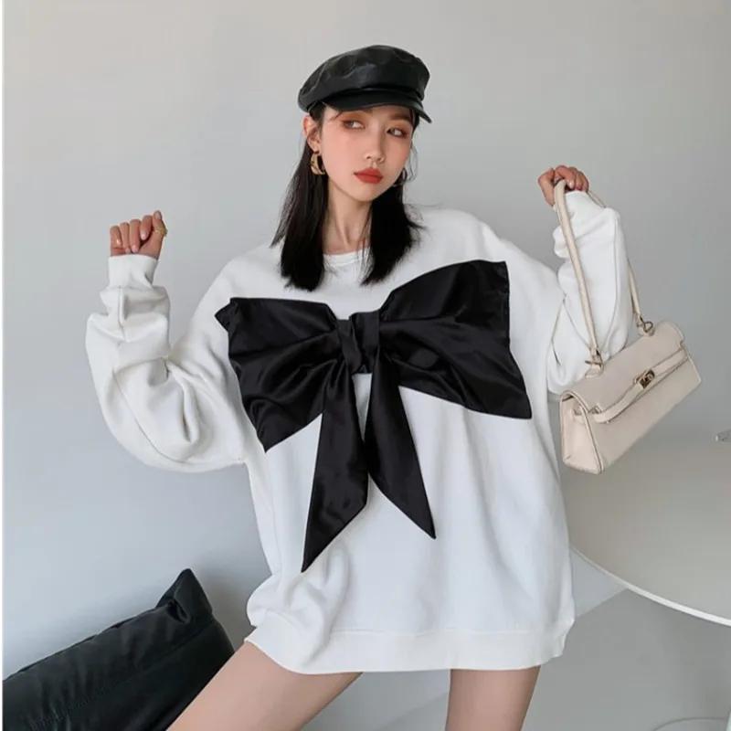 Корейский нишевый дизайн модные бархатные свитшоты с бантом для женщин весна 2020