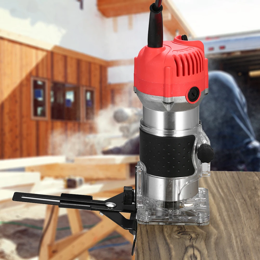 

220V 800W Trim Router 30000r/min with Transparent Base Edge Guide Wood Laminate Electric Trimmer Compact Palm Router Corded