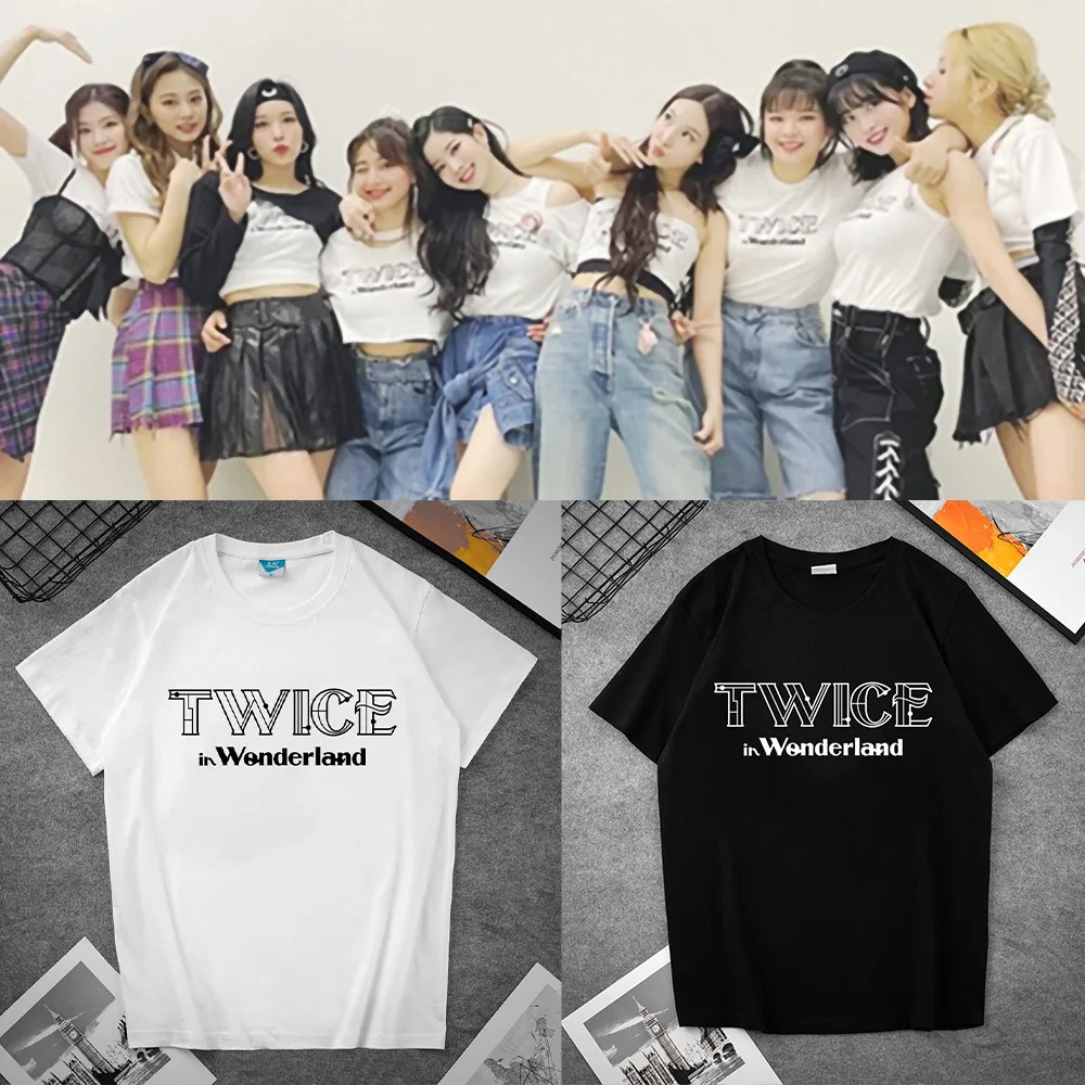 

Twice in Wonderland t shirt Twice t-shirts KPOP Hip-HOP Short Sleeve Crewneck Premium Quality Cotton Fans tee