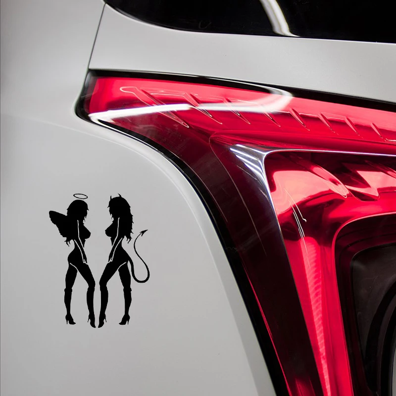 

10.5*14CM ANGEL DEVIL Sexy Girl Fun Personality Car Sticker Decal Car Styling