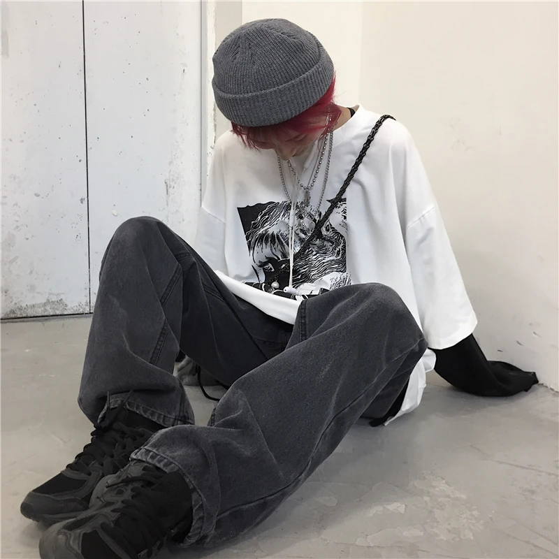 Lychee Harajuku Лоскутные Поддельные 2 шт. женские футболки темная японская девушка печать Осенняя женская футболка с длинным рукавом женская футболка