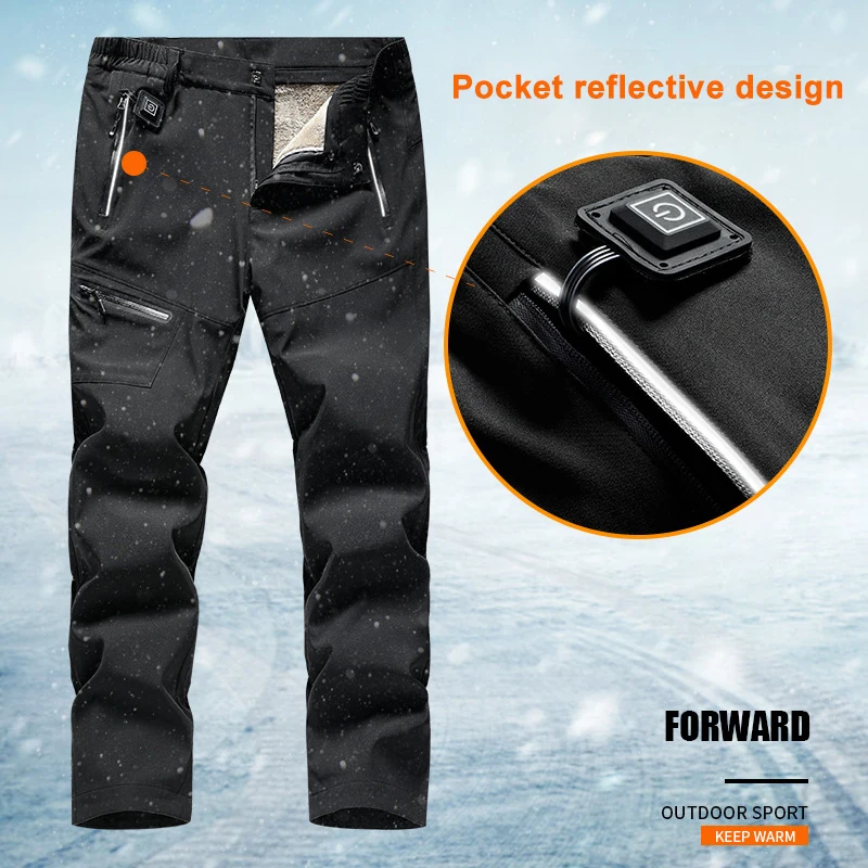 

USB Thermal Heating Pants Winter Men Women Smart Heated Pant Waterproof Windproof Cashimere Camouflage Trousers