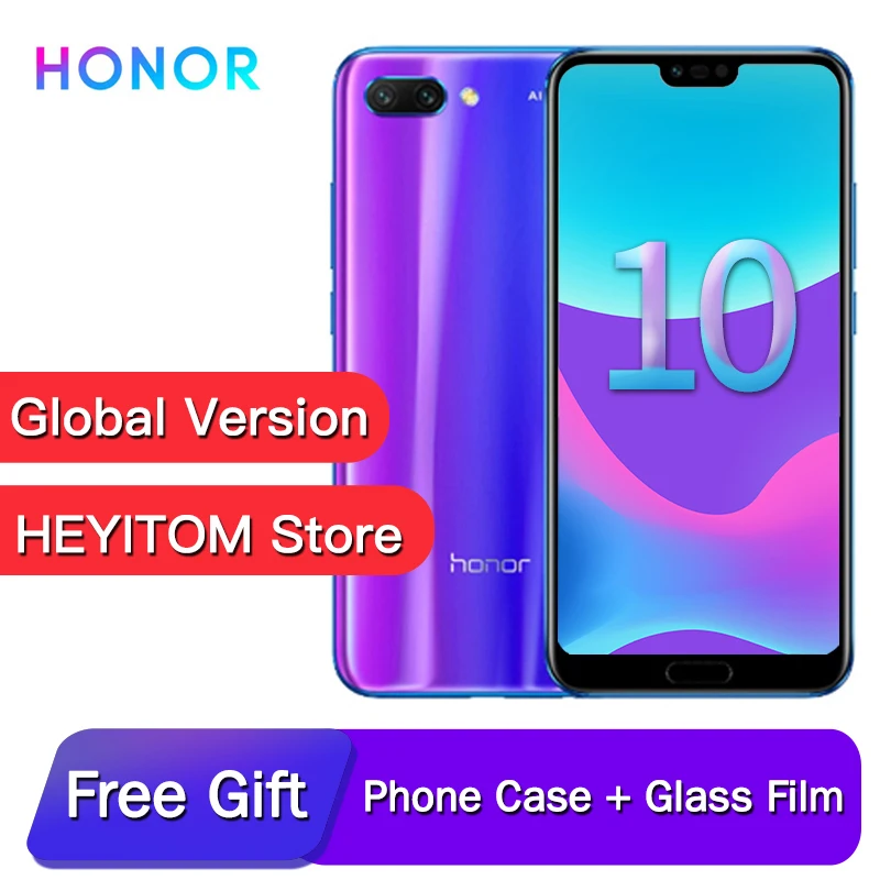 Оригинальная honor 10 глобальная версия смартфона NFC 5," экран 2280x1080 камера 3400 мАч процессор unicorn 970AI