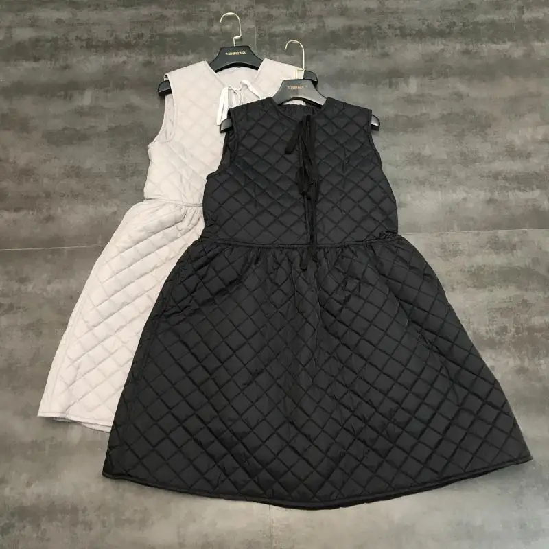 Новинка 2019 зимнее стеганое хлопковое однотонное длинное платье в ромбовидную