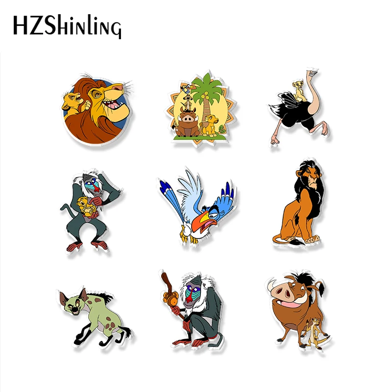 2021 New The Lion King Simba and Friends Characters Acrylic Brooch Pin Handcraft Epoxy Resin Clothing Badge Pins