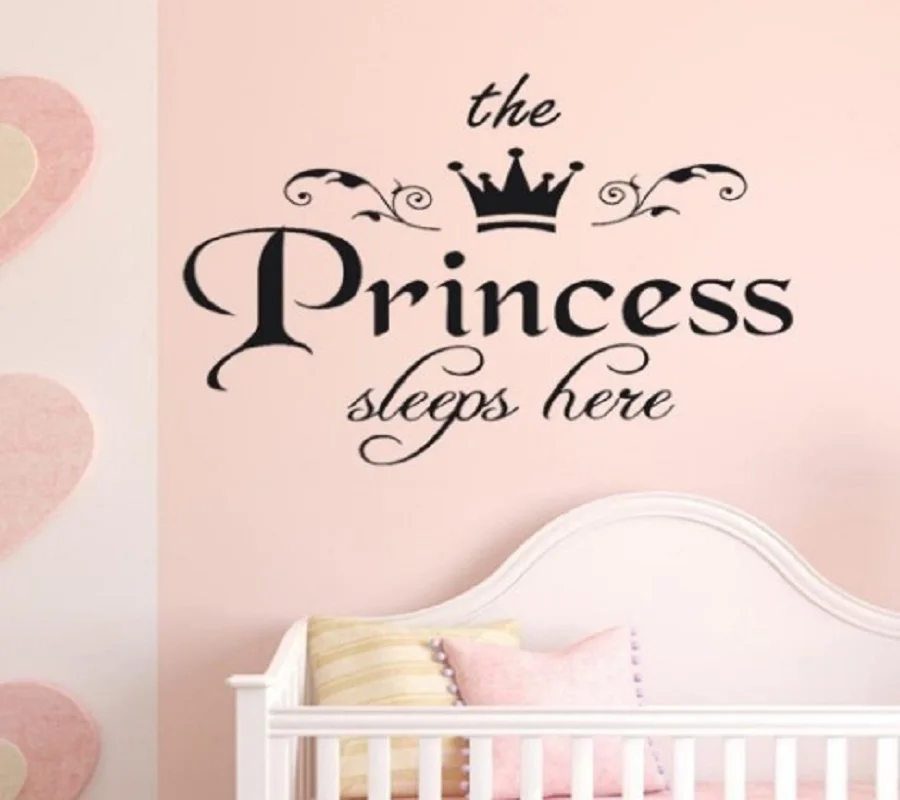 Принцесса спит Детские Девочки Цитата наклейки на стену DIY милые настенные