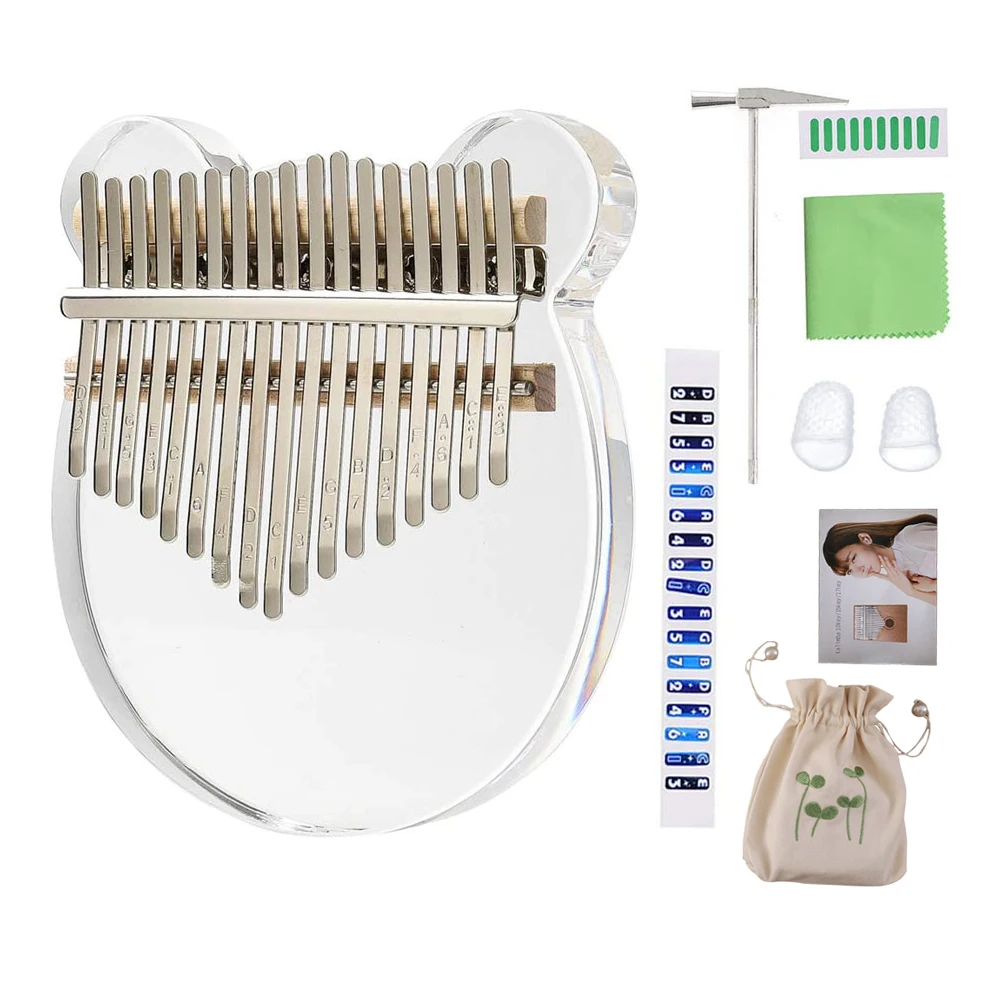 

17 Key Thumb Kalimba Acrylic 17 Key Transparent Thumb Piano Mbira Sanza With Tuner Hammer Gig Kalimba Case Manual Christmas Gift