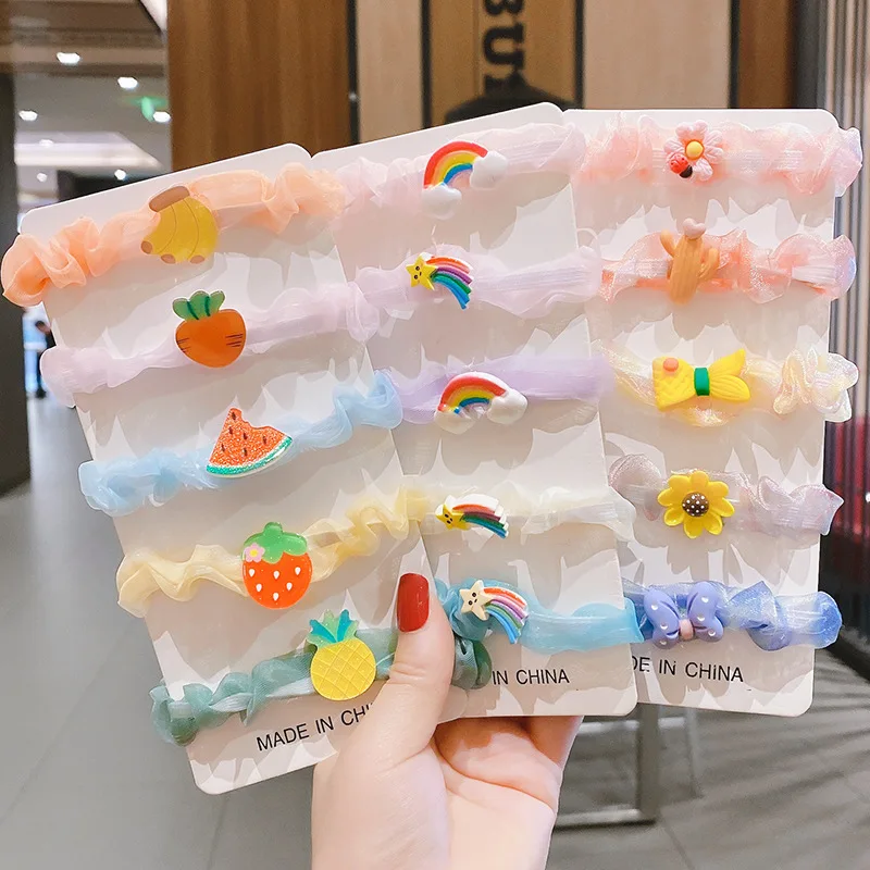

Children's Cute Girl Cartoon Small Intestine Circle Does Not Hurt Hair Ponytail Rubber Band Elastic Headband Hair Accessories