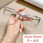 Очки с диоптриями с защитой от сисветильник света-1-1,5-2,0-6 модные синие градиентные очки 2021 роскошные очки кошачий глаз для близорукости Oculos