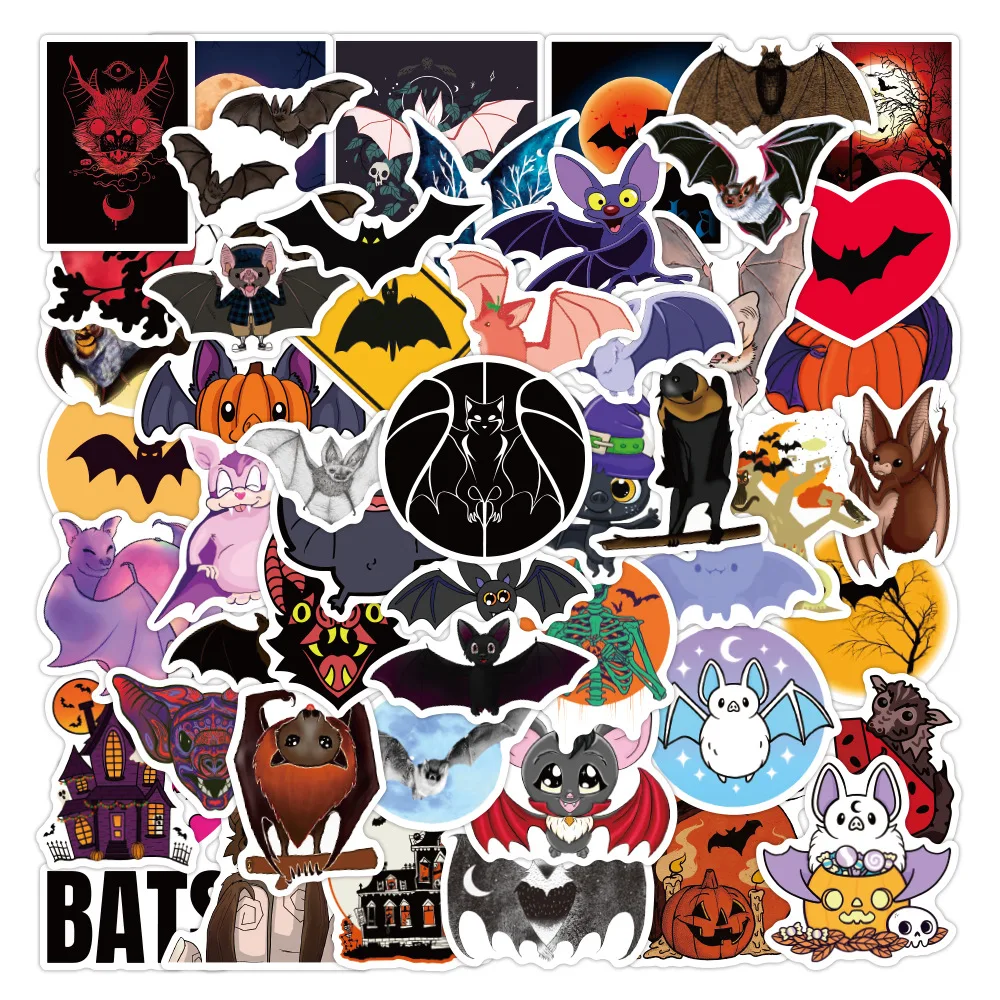 

50Pcs Halloween Bat Pumpkin Graffiti Stickers Skateboard Backpack Diy Cartoon Waterproof Decals Classic Toy Child Christmas Gift