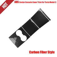 for tesla model 3 2017 2020 carbon fiber style abs center console cup holder panel cover trim 4pcsset