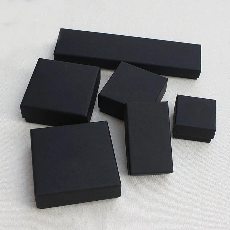 

Cardboard Jewelry Set Gift Box Ring Necklace Bracelets Earring Gift Packaging Boxes Black Rectangle Jewelry Box Gift Box