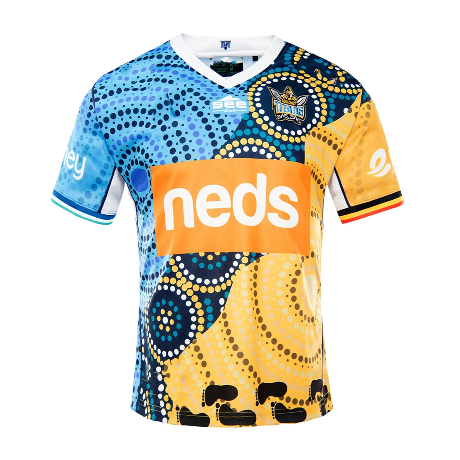 

COZOK 2021 Gold Coast Titans Men's Replica Indigenous Jersey Rugby Sport Shirt S-3XL