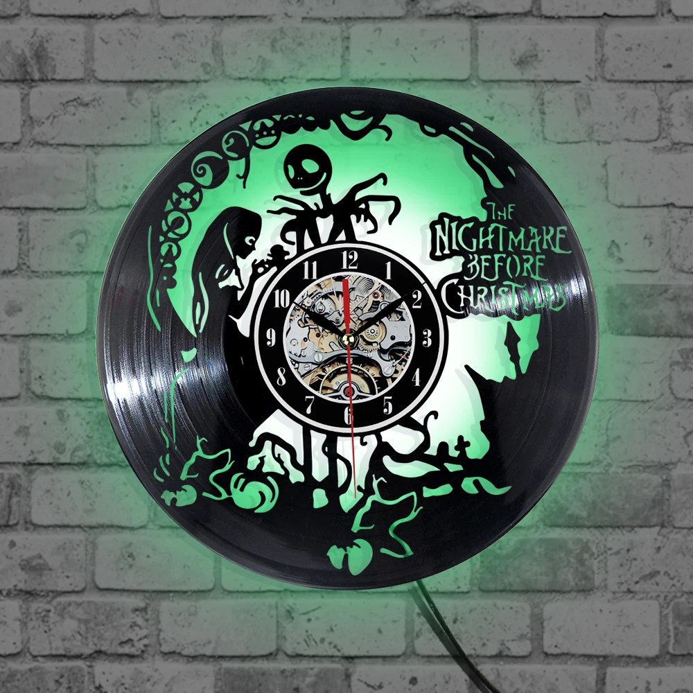 Виниловые настенные часы с записью Кошмар перед Рождеством тема CD Запись 3D