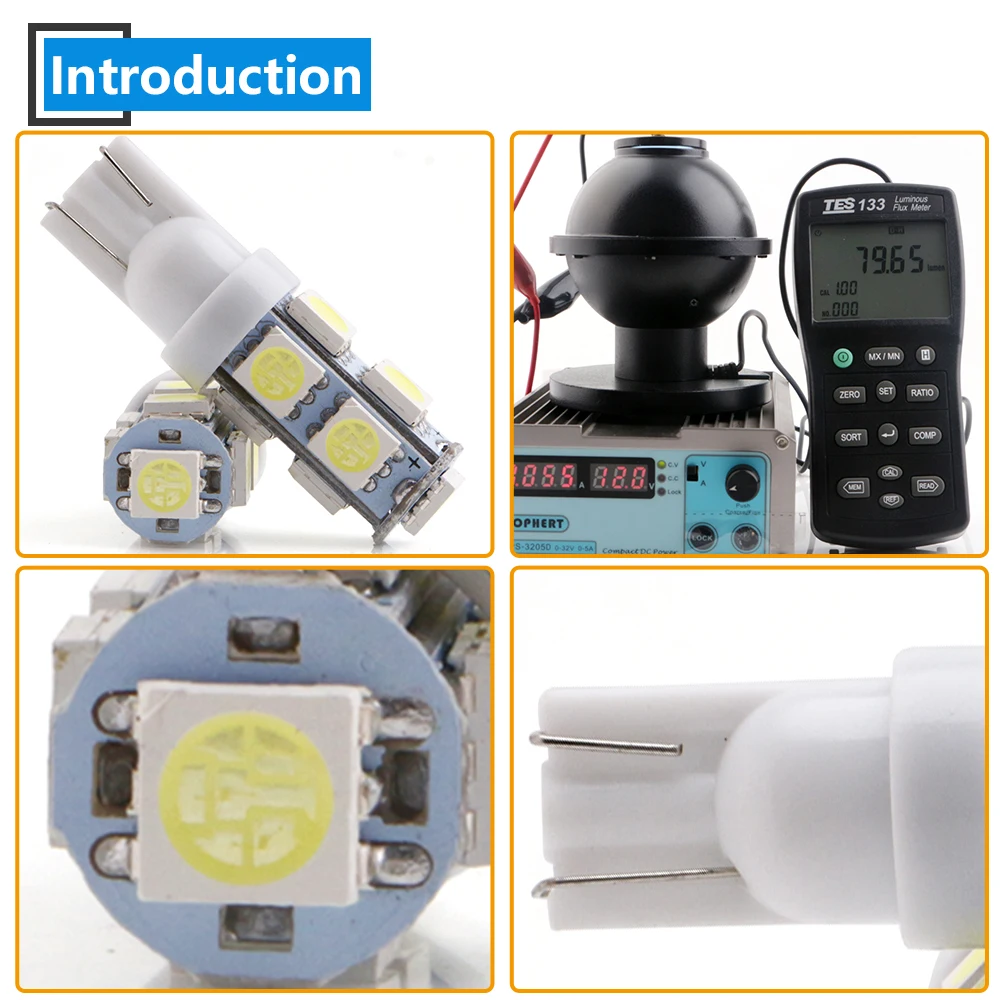 100 шт. светодиодные лампы 24 В DC W5W 194 T10 5050 9 SMD | Автомобили и мотоциклы