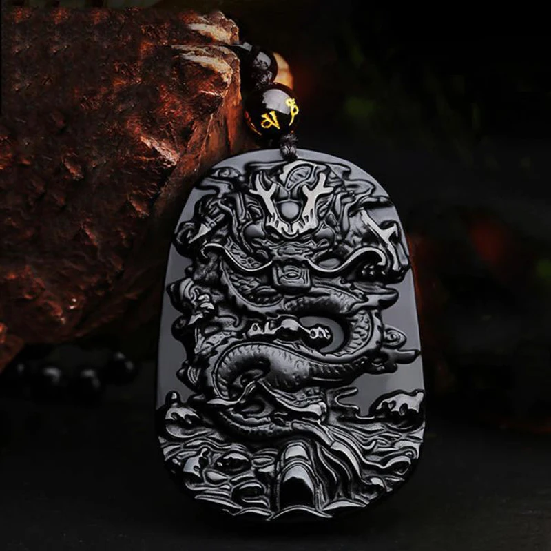 

100% Original Obsidian Dragon Necklace Pendant Dragon pendant Jade Pendant necklace obsidian Lucky pendant Jade Jewelry