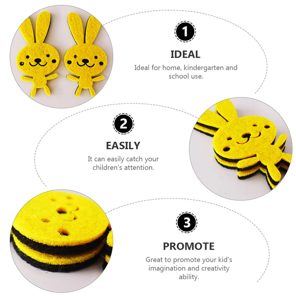 

48 Pcs Felt Wall Sticker Festival Rabbit Shaped Decals Sticky Room Wall Ornament